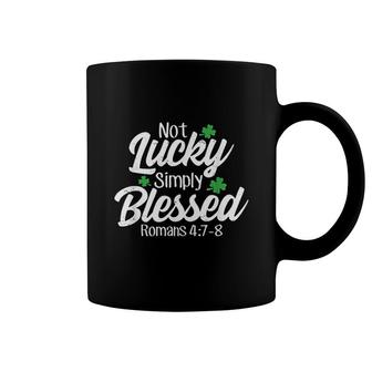 Not Lucky Simply Blessed Romans Clover Verse Coffee Mug | Mazezy