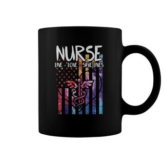 Nurse Live Love Save Lives Us Flag Patriotic Nursing Gift Coffee Mug | Mazezy