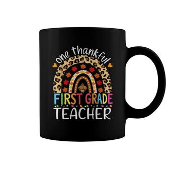 One Thankful First Grade Teacher Thanksgiving Rainbow Turkey Coffee Mug | Mazezy