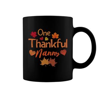 One Thankful Nanny Thanksgiving Fall Autumn Leaves Cute Coffee Mug | Mazezy