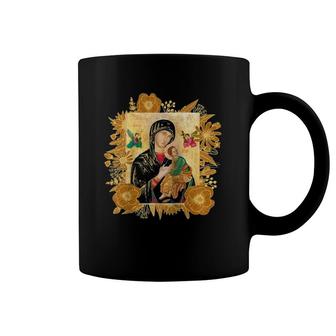 Our Lady Of Perpetual Help Blessed Mother Mary Catholic Icon Raglan Baseball Coffee Mug | Mazezy
