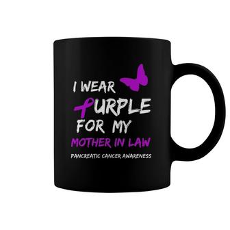 Pancreatic Cancer I Wear Purple For My Mother In Law Ribbon Coffee Mug | Mazezy