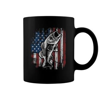 Patriotic American Flag Bass Fishing Father's Day Gift Men Coffee Mug | Mazezy