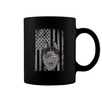 Patriotic American Flag Husky Men Lover Gift Coffee Mug | Mazezy