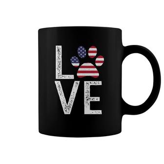 Patriotic Love Paw Print American Flag Dog Owner Coffee Mug | Mazezy