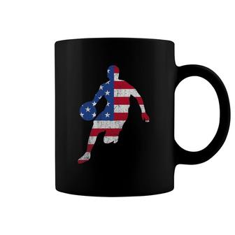 Patriotic Sports Gift Usa American Flag Mens Boys Basketball Coffee Mug | Mazezy