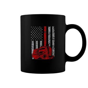Patriotic Truck Driver Thin Red Line American Flag Trucker Coffee Mug | Mazezy