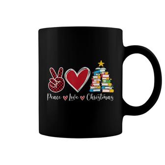Peace Love Christmas Christmas Tree Book Tree Coffee Mug | Mazezy