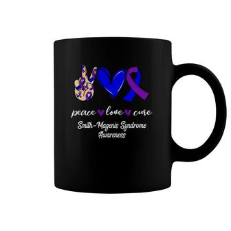 Peace Love Cure Purple & Blue Ribbon Smith-Magenis Syndrome Coffee Mug | Mazezy