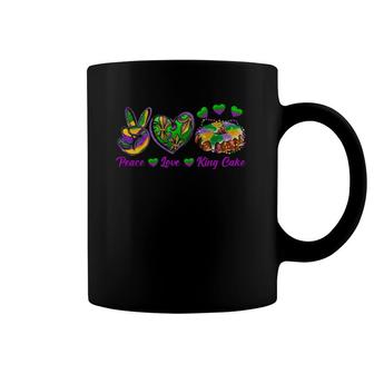 Peace Love King Cake Funny Mardi Gras Festival Party 2022 Ver2 Coffee Mug | Mazezy