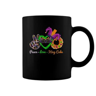 Peace Love King Cake Mardi Gras Carnival Costume Purple Coffee Mug | Mazezy