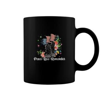 Peace Love Remember Combat Boots Usa Flag Flower Veteran Day Coffee Mug | Mazezy