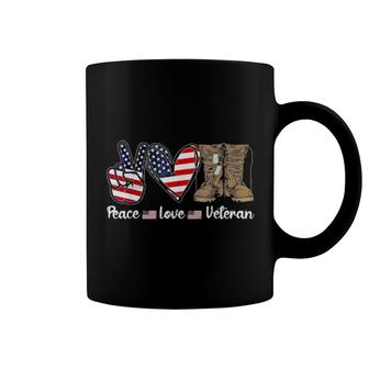 Peace Love Veteran Usa Flag Combat Boots Veteran Day Coffee Mug | Mazezy