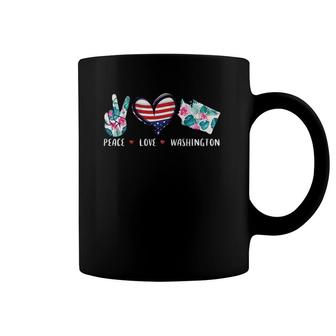 Peace Love Washington Flag Grown Souvenirs For Men Women Kid Coffee Mug | Mazezy