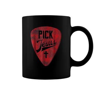 Pick Jesus Christian Music Pastor Guitar Coffee Mug | Mazezy