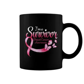 Pink Butterfly I Am A Survivor Awareness Coffee Mug | Mazezy