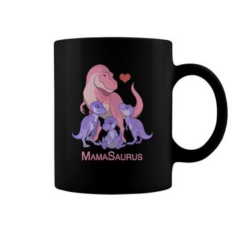 Pink Mamasaurusrex Mother & 3 Purple Baby Dinosaurs Coffee Mug | Mazezy