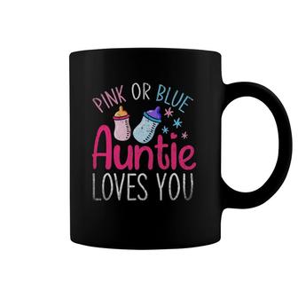 Pink Or Blue Auntie Loves You Baby Party Gender Reveal Coffee Mug | Mazezy