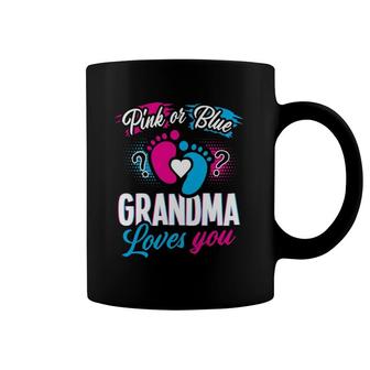 Pink Or Blue Grandma Loves You Gender Baby Reveal Party Coffee Mug | Mazezy