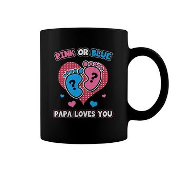 Pink Or Blue Papa Loves You Gender Reveal Announcement Coffee Mug | Mazezy