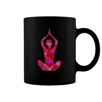 Pink Red Heart Valentine's Day Gift Zen Meditation Pose Yoga Coffee Mug | Mazezy