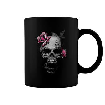 Pink Rose Skull Coffee Mug | Mazezy