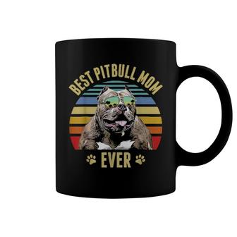 Pitbull Best Dog Mom Ever Retro Sunset Beach Vibe Coffee Mug | Mazezy
