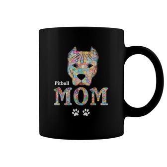 Pitbull Mom Gifts Dog Pit-Bull Mother Flowers Rose Pets Coffee Mug | Mazezy