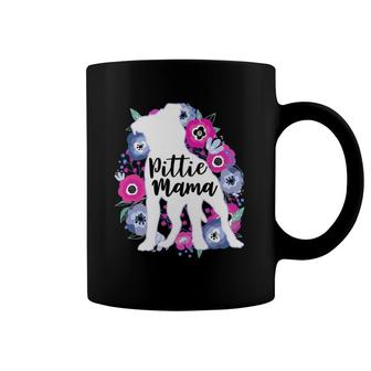 Pittie Mama Floral Flowers Pitbull Lover Cute Pit Bull Mom Coffee Mug | Mazezy