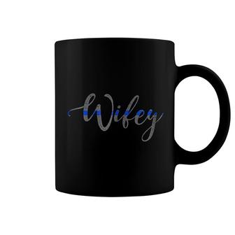 Police Wifey Thin Blue Line Police Coffee Mug | Mazezy