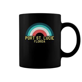 Port St Lucie Florida Vintage Retro Rainbow Raglan Baseball Tee Coffee Mug | Mazezy