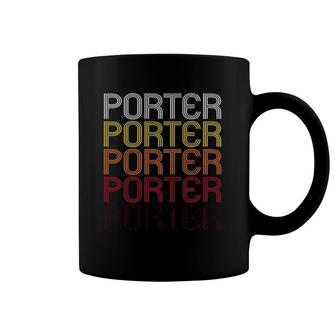 Porter Retro Wordmark Pattern - Vintage Style Coffee Mug | Mazezy