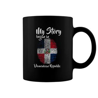 Pride Fingerprint My Story Started Dominican Republic Flag Coffee Mug | Mazezy