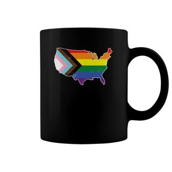 Progress Pride Flag Usa Lgbtq Equality Gay Bi Pride Coffee Mug | Mazezy