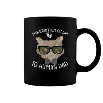 Promoted From Cat Dad To Human Dad Pregnancy Announcement Coffee Mug | Mazezy