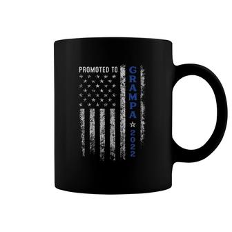 Promoted To Grampa Est 2022 Thin Blue Line American Grandpa Coffee Mug | Mazezy