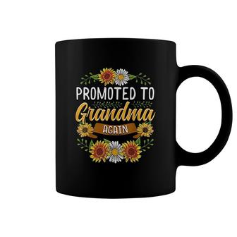 Promoted To Grandma Again Sunflower Gifts New Grandma Coffee Mug - Thegiftio