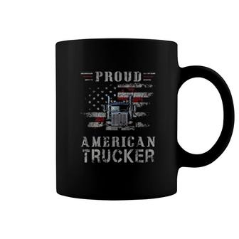 Proud American Trucker Truck Driver Gifts Coffee Mug - Thegiftio UK