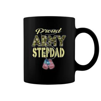 Proud Army Stepdad Us Flag Camo Dog Tags Military Stepfather Coffee Mug | Mazezy UK