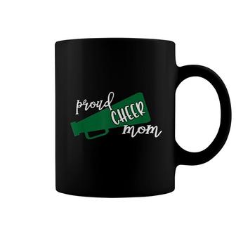 Proud Cheer Mom Green Megaphone Coffee Mug | Mazezy