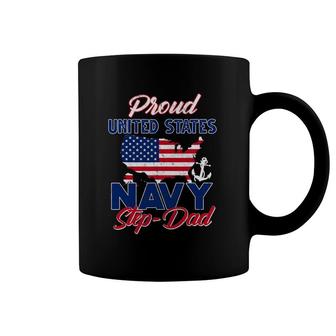 Proud Navy Step-Dad Us Flag Family S Army Military Coffee Mug | Mazezy