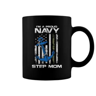 Proud Navy Step Mom American Flag Vintage Coffee Mug | Mazezy