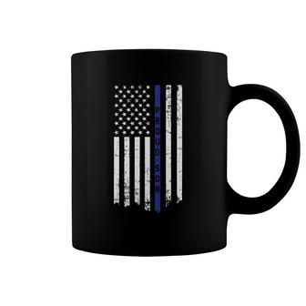 Proud Son Police Officer Thin Blue Line Flag Coffee Mug | Mazezy