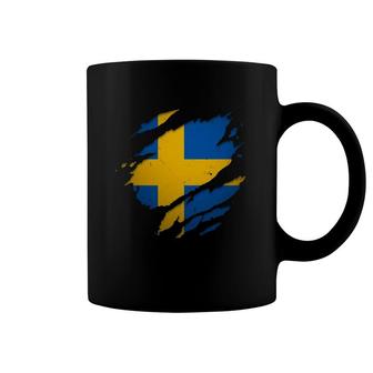 Proud Swedish S Sverige Torn Ripped Sweden Flag Coffee Mug | Mazezy