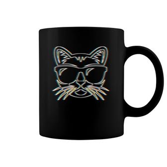 Psy Trance Psychedelic Cat Trippy Retro 3D Gift Coffee Mug | Mazezy