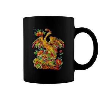 Psychedelic Colorful Fantasy Exotic Fractal Peacock Coffee Mug | Mazezy