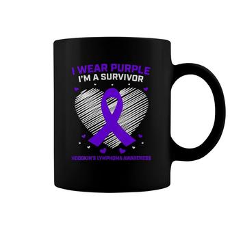 Purple Hodgkins Lymphoma Awareness Products Gifts Survivor V-Neck Coffee Mug | Mazezy