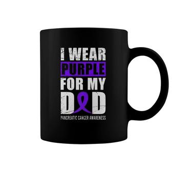 Purple Ribbon Cancer Warrior Dad Pancreatic Cancer Awareness Coffee Mug | Mazezy