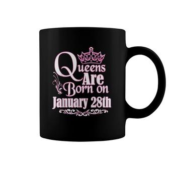 Queens Are Born January 28Th Capricorn Aquarius Birthday Coffee Mug | Mazezy