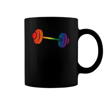 Rainbow Dumbbell Gift For Gay Gym Owners And Lgbtq Fitness Coffee Mug | Mazezy